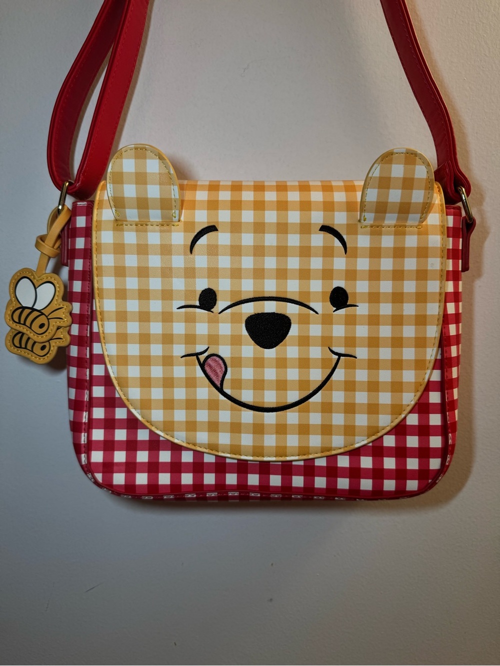 Loungefly Winnie the Pooh Gingham Crossbody - Yellow & Red